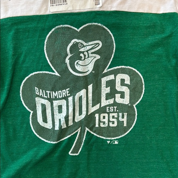 Fanatics Women's Size M St. Patrick's Day MLB Baltimore Orioles 3/4 Sleeve NWT - Picture 3 of 7
